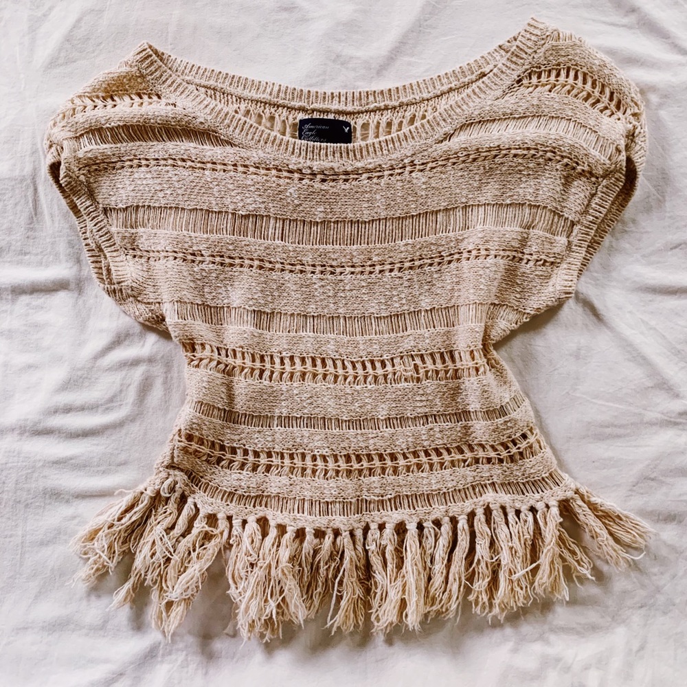 Short Sleeve Fringe Top